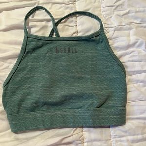 Nobull heather teal melange high neck sports bra. Size extra small.
